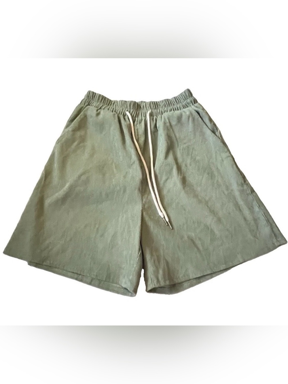 Romwe Super High Rise Pull On Corduroy Green Sage Shorts Elastic Waist Size S